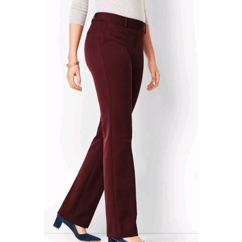 Talbots Pants 14 Barely Boot Pleated Work Office Career Corp Capsule Maroon New